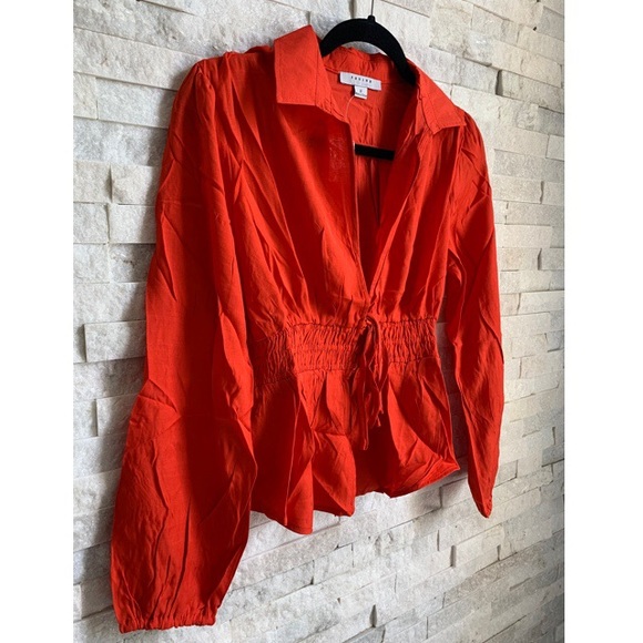 Deep V Cinched, Button, & Tie Waist - Picture 2 of 4